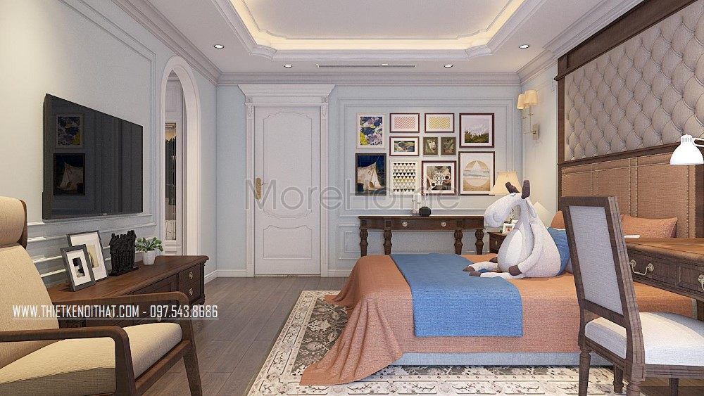 Thiết kế nội thất phòng ngủ biệt thự VinHome RiverSide Long Biên Hà Nội